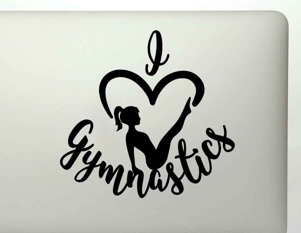 I Heart Gymnastics Gymnast Silhouette Vinyl Decal Sticker - FineLineFX