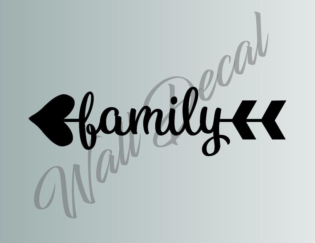 Family Heart Arrow Die Cut Vinyl Wall Decal - FineLineFX