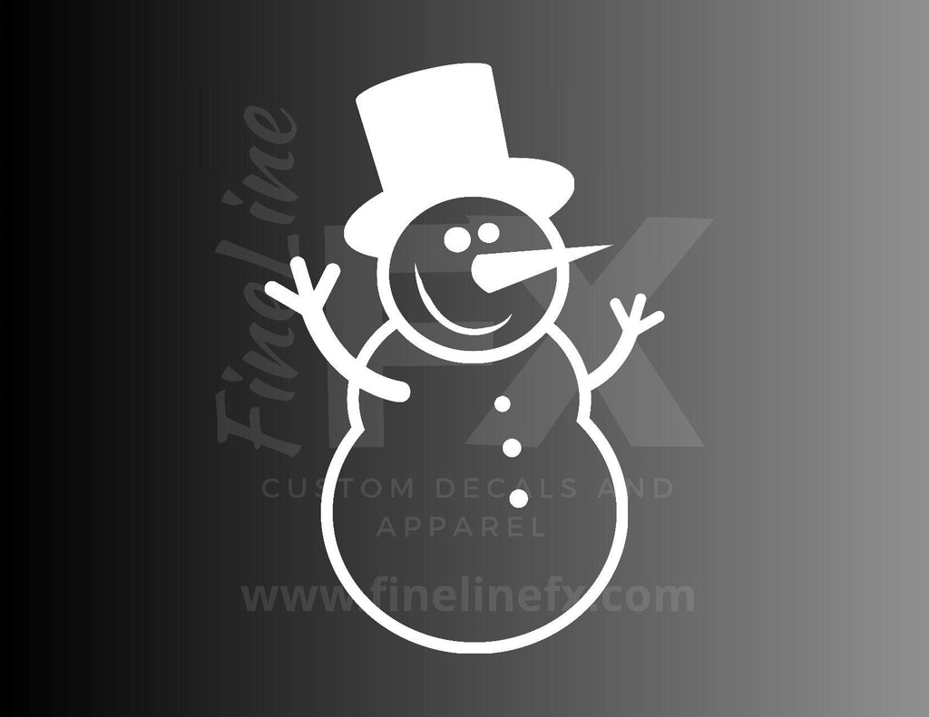 Happy Snowman Vinyl Decal Sticker Christmas And Winter Crafts Decal - FineLineFX