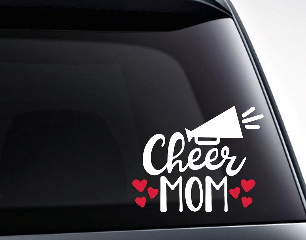 Cheer Mom Cheerleader Mom Hearts Vinyl Decal Sticker - FineLineFX