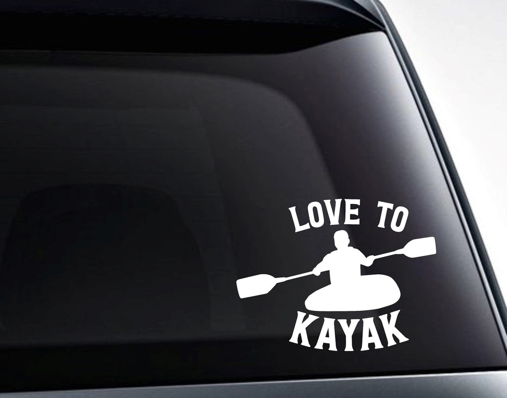 Love To Kayak Vinyl Decal Sticker - FineLineFX
