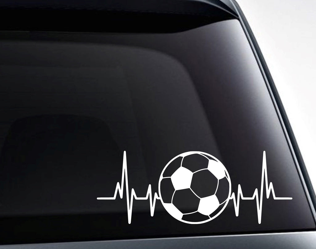 Soccer Ball Soccer Heartbeat Vinyl Decal Sticker - FineLineFX