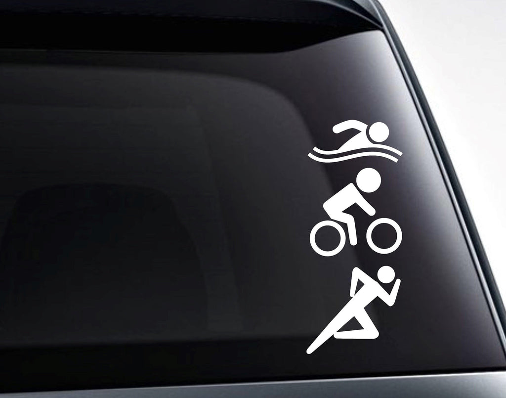Swim Bike Run Icon - Triathlon Vinyl Decal Sticker - FineLineFX