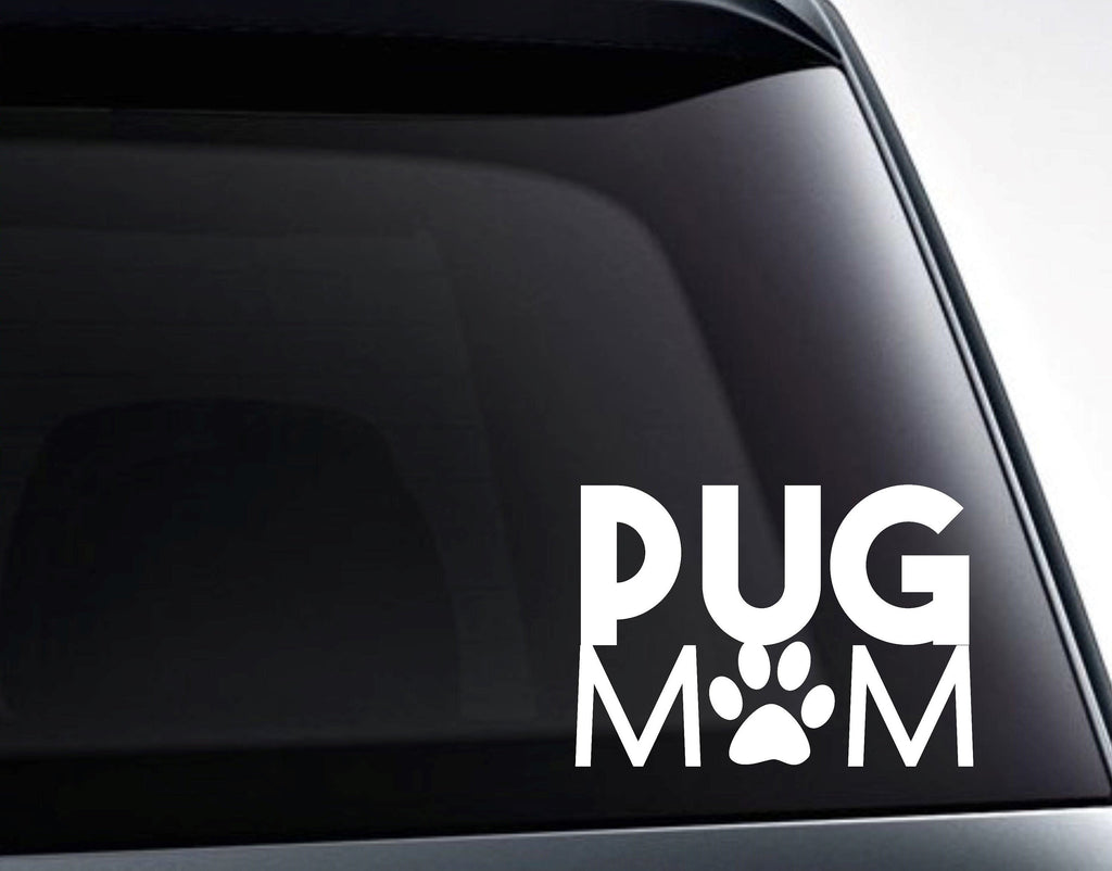 Pug Mom Pug Dog Paw Vinyl Decal Sticker - FineLineFX