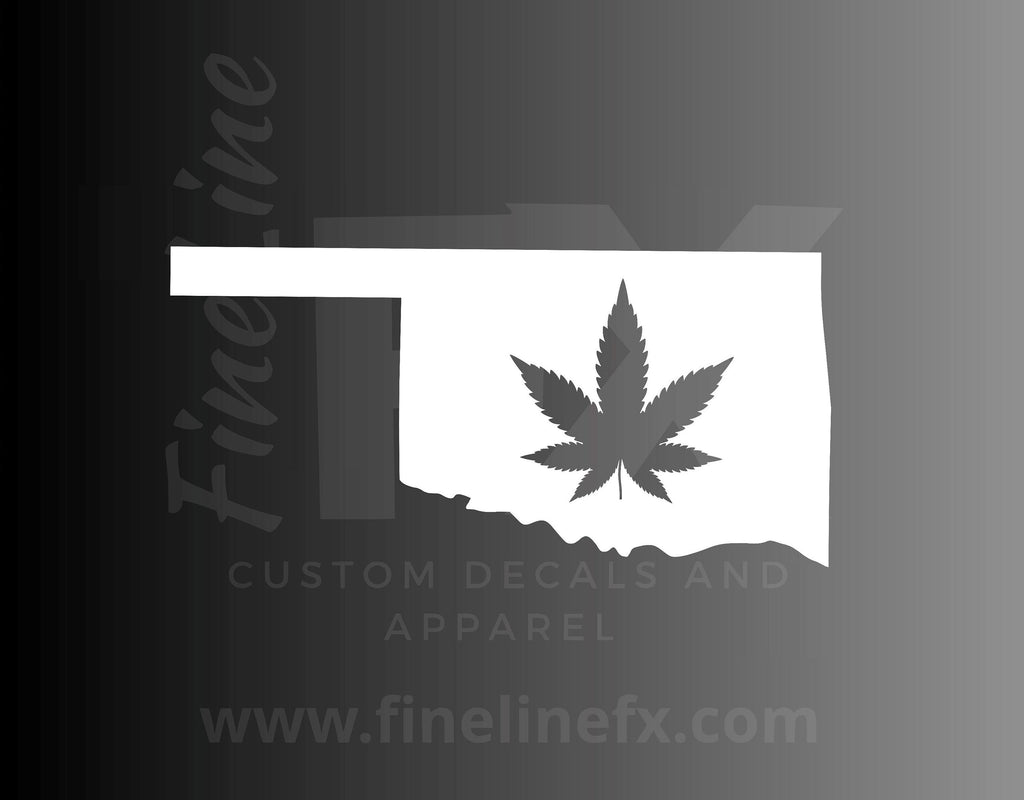 Oklahoma Marijuana Pot Leaf State Vinyl Decal Sticker - FineLineFX
