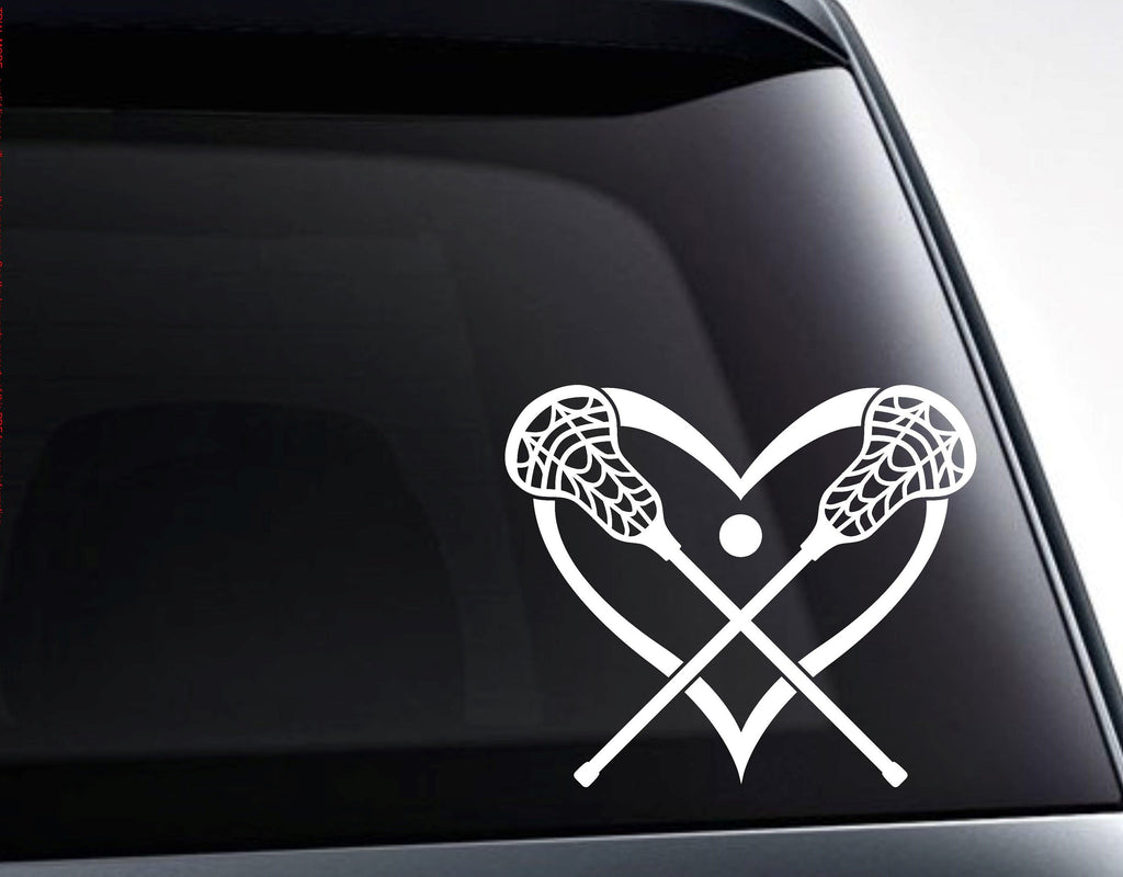Lacrosse Sticks Heart Love Lacrosse Vinyl Decal Sticker - FineLineFX