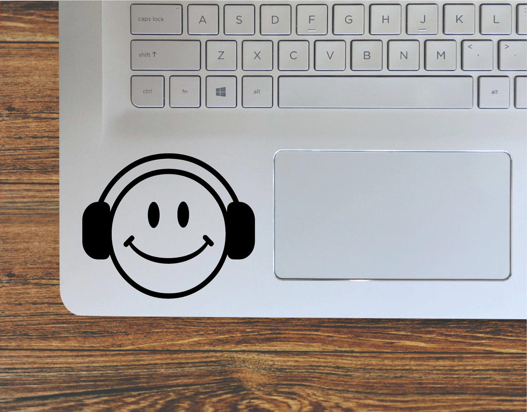 Smiley Face With Headphones Vinyl Decal Sticker - FineLineFX