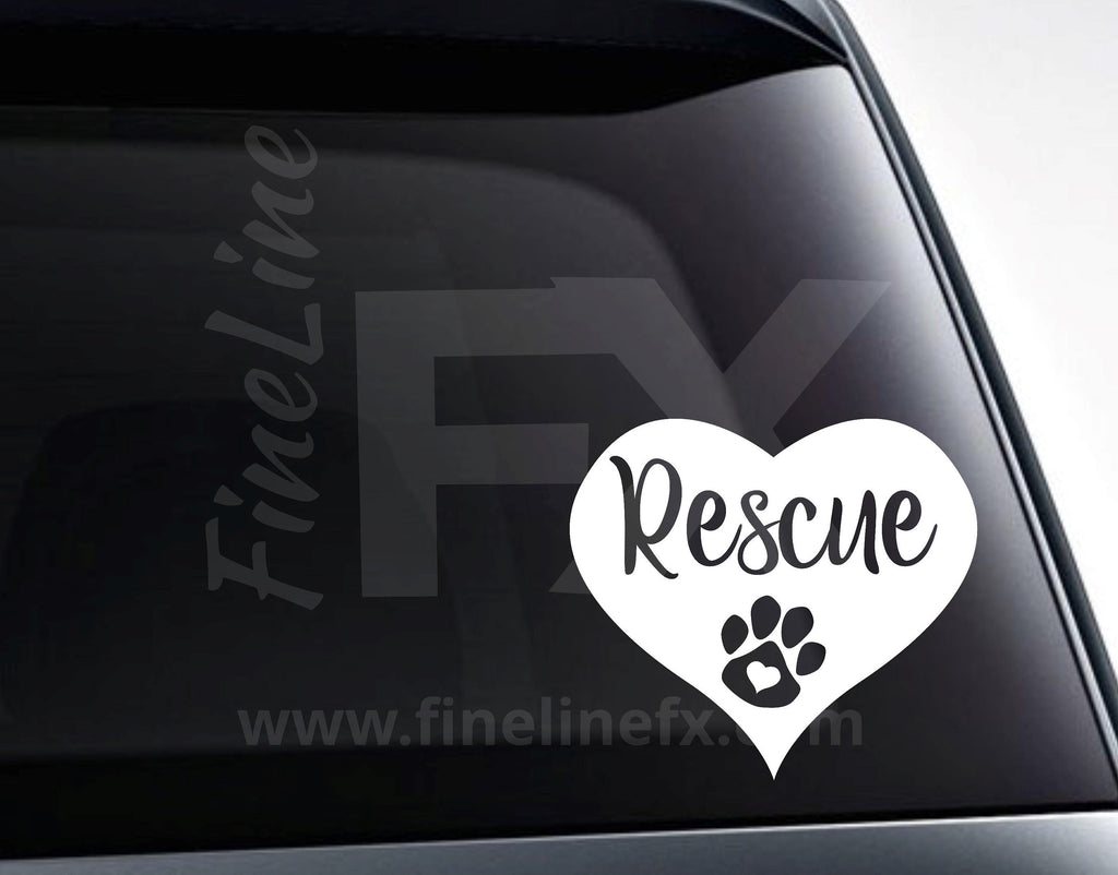 Rescue Animal Heart with Paw Vinyl Decal Sticker - FineLineFX