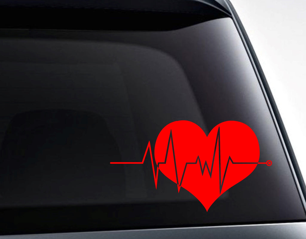 EKG Graph Heartbeat on a Heart Vinyl Decal Sticker - FineLineFX