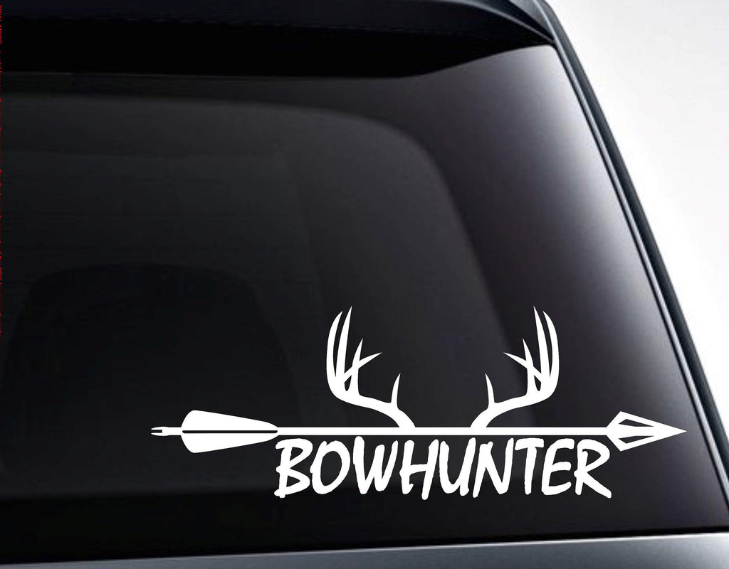 Bowhunter Arrow and Deer Antlers Vinyl Decal Sticker - FineLineFX