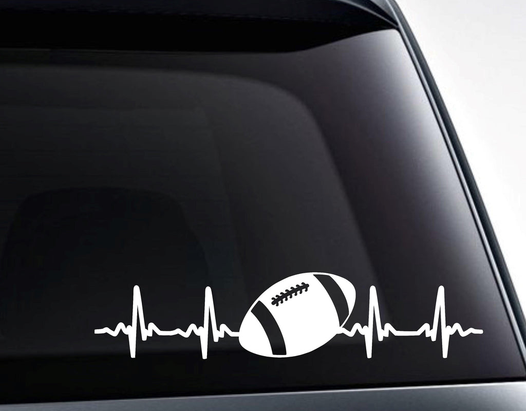Football EKG Heartbeat Vinyl Decal Sticker - FineLineFX