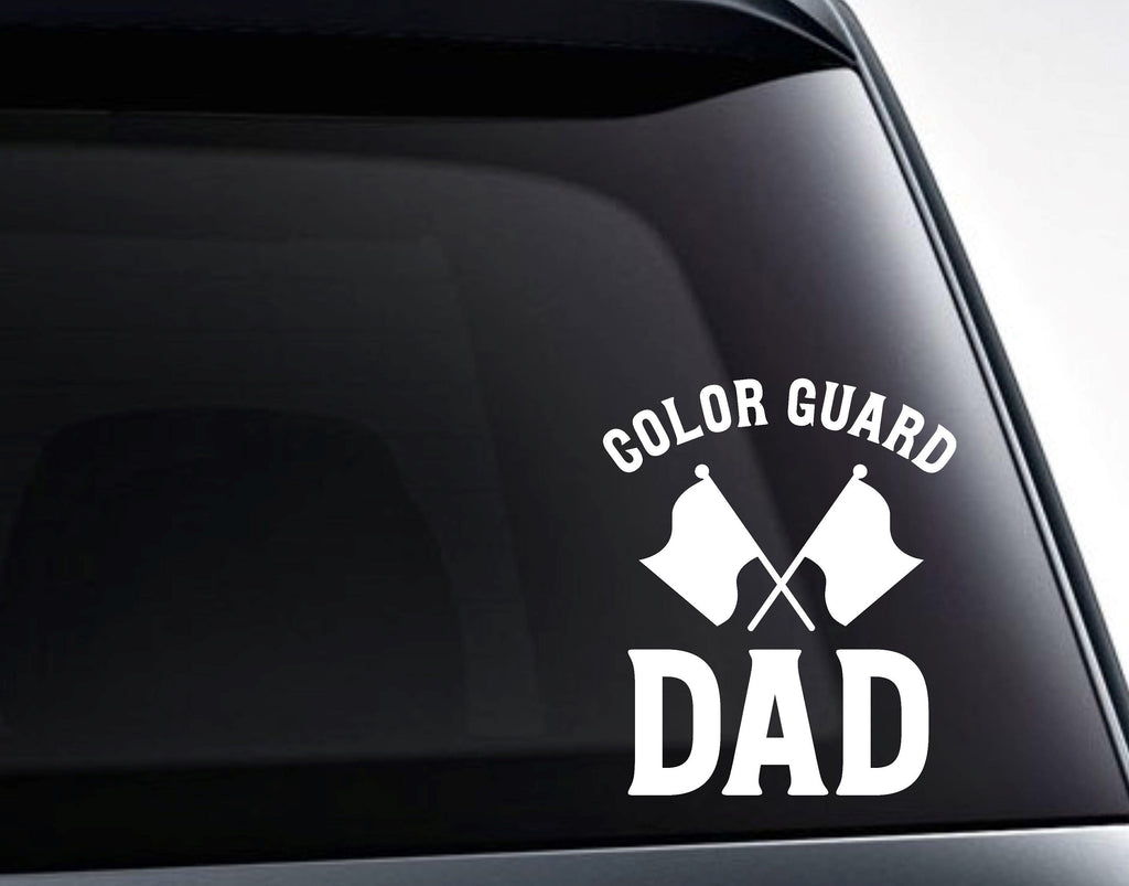 Color Guard Dad Marching Band Crossed Flags Vinyl Decal Sticker - FineLineFX