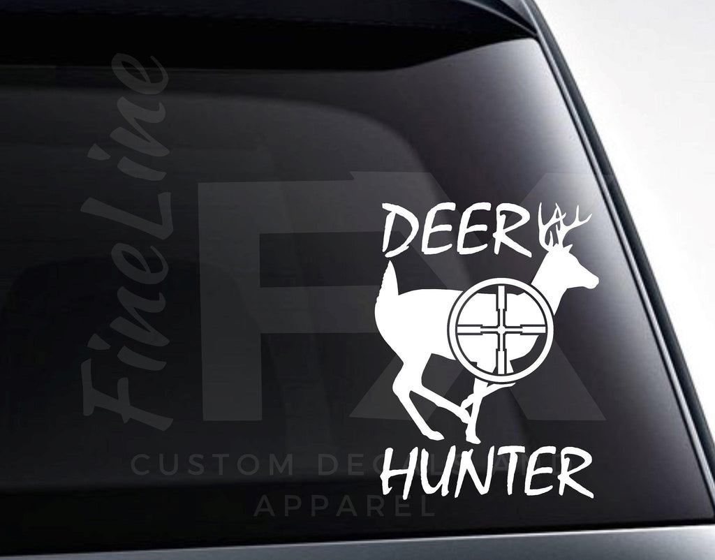 Deer Hunter Deer And Rifle Scope Vinyl Decal Sticker - FineLineFX