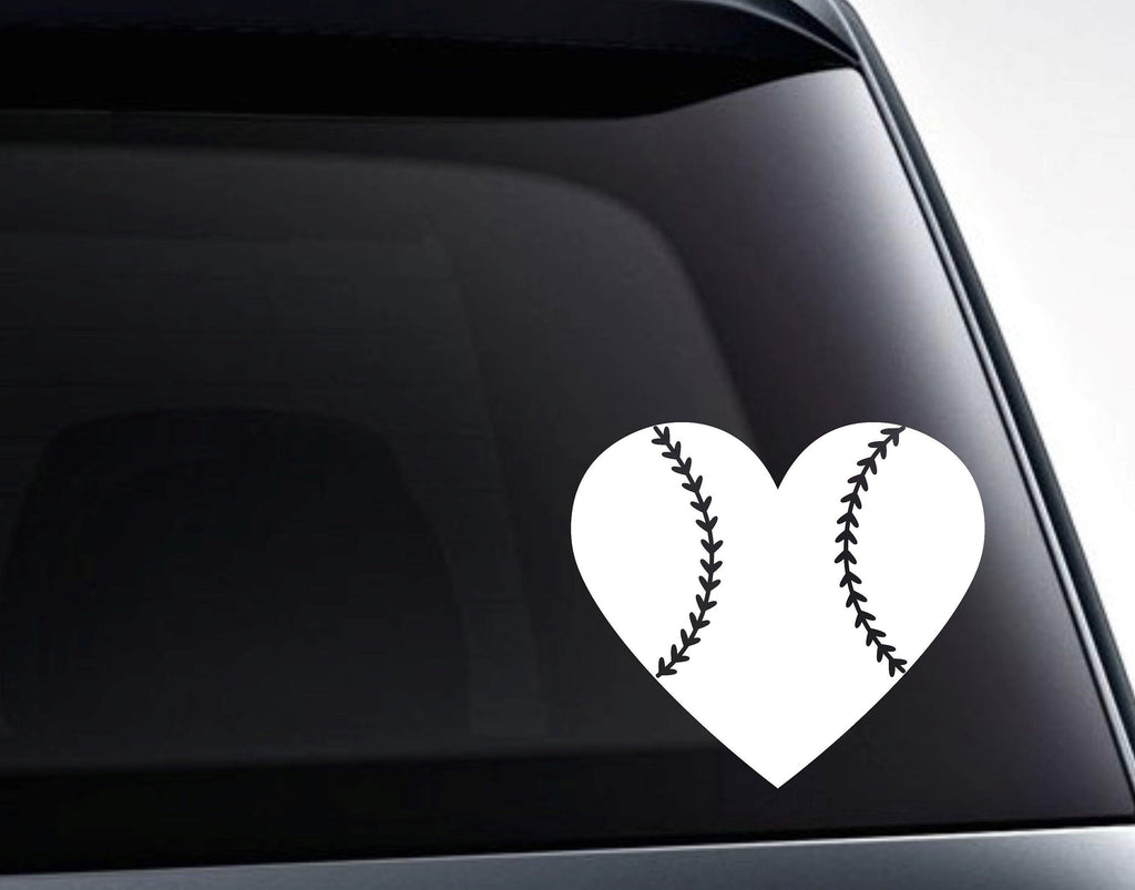 Baseball Heart Love Baseball Vinyl Decal Sticker - FineLineFX