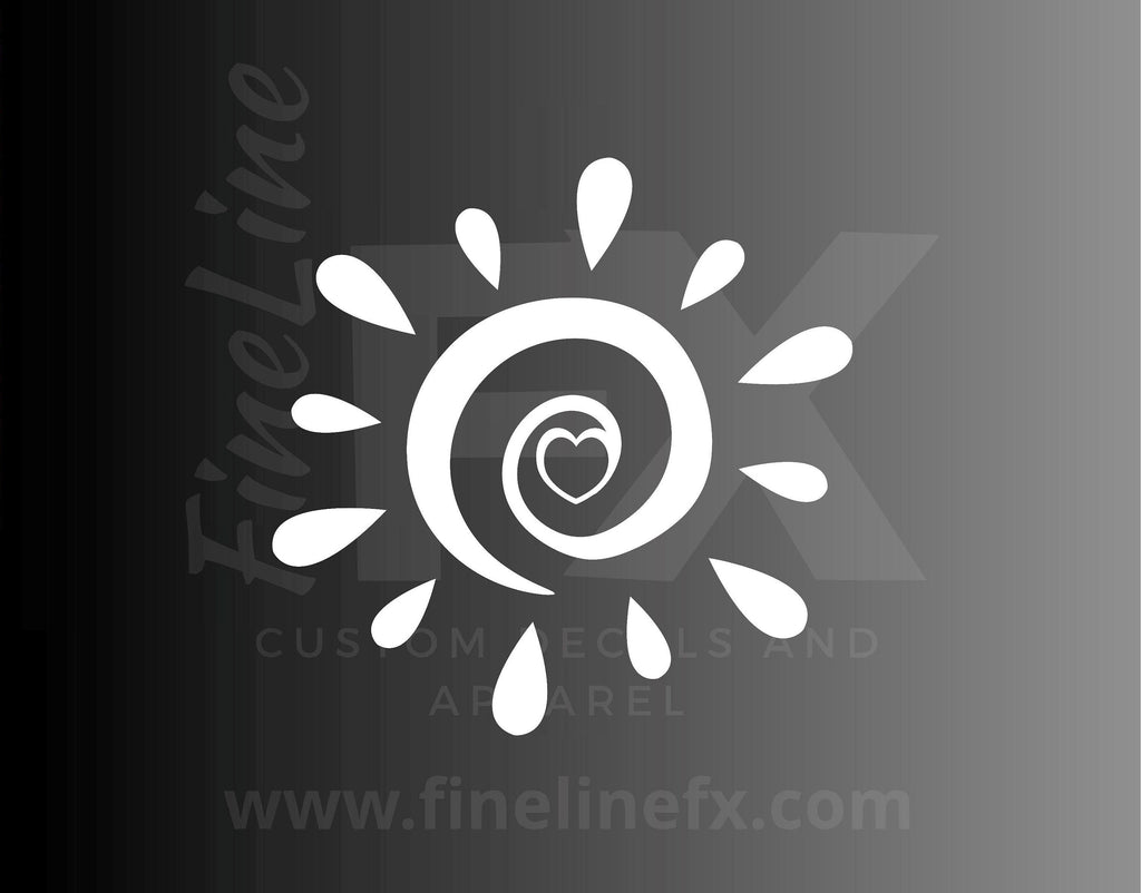 Abstract Sun with a Heart Vinyl Decal Sticker - FineLineFX