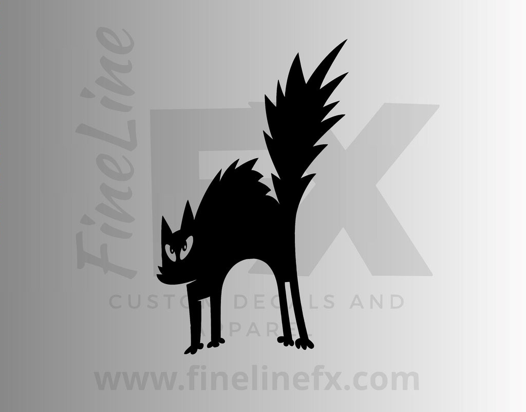 Halloween Scared Black Cat Vinyl Decal Sticker - FineLineFX