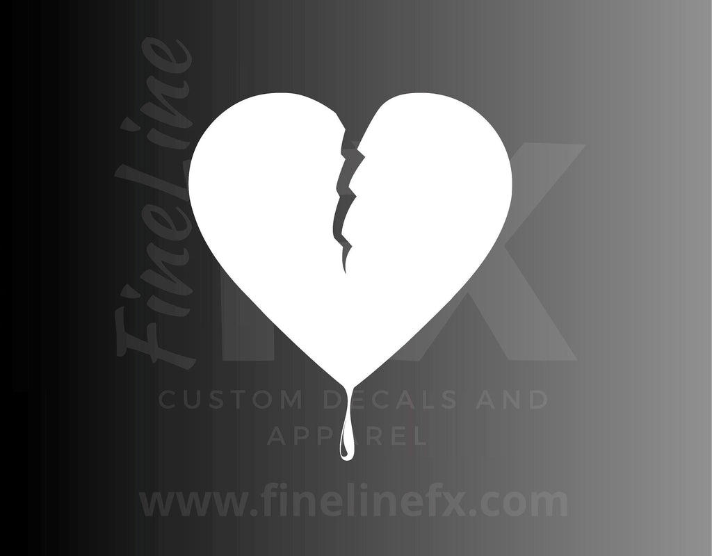 Broken Bleeding Heart Vinyl Decal Sticker - FineLineFX