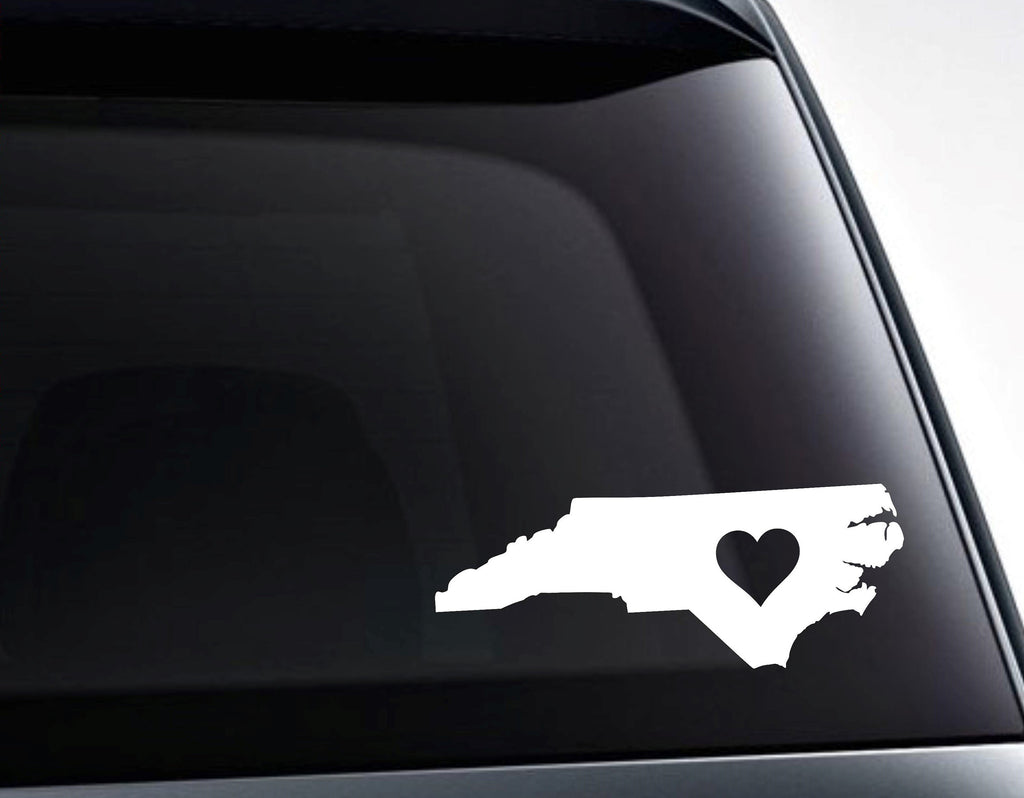 North Carolina With A Heart Love North Carolina Vinyl Decal Sticker - FineLineFX