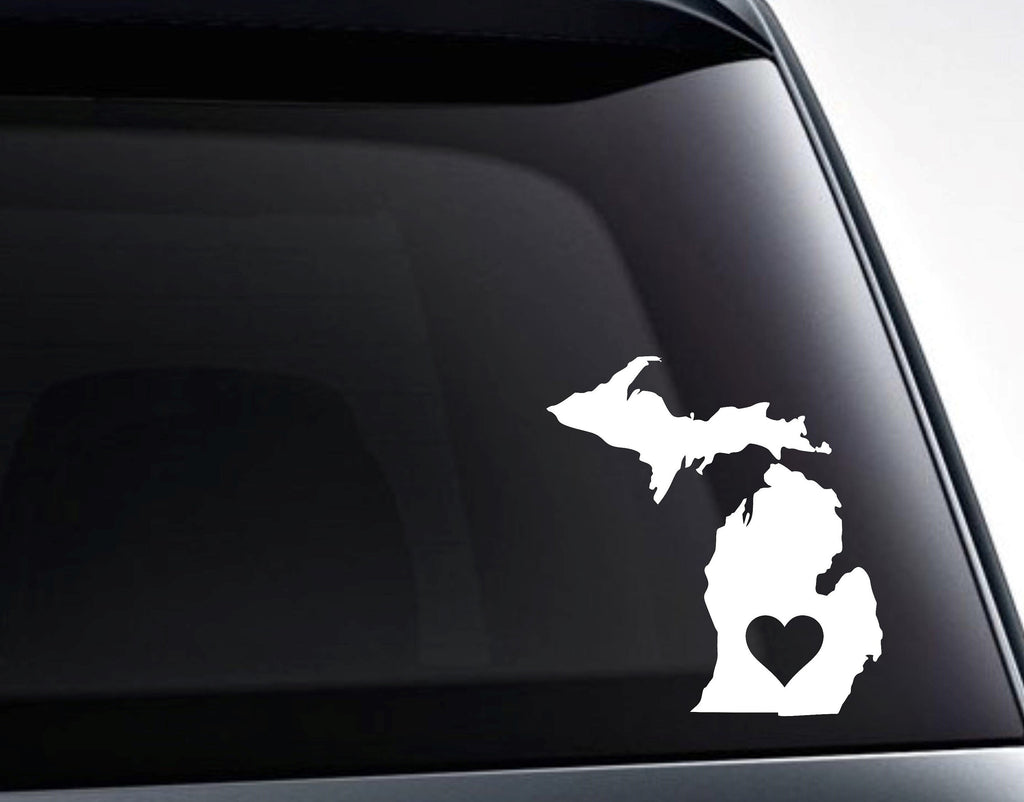Michigan With A Heart Vinyl Decal Sticker - FineLineFX