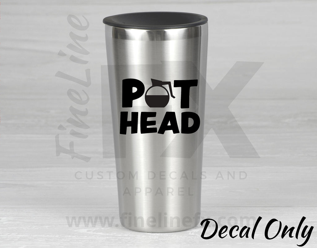 Pot Head Coffee Pot Vinyl Decal Sticker - FineLineFX