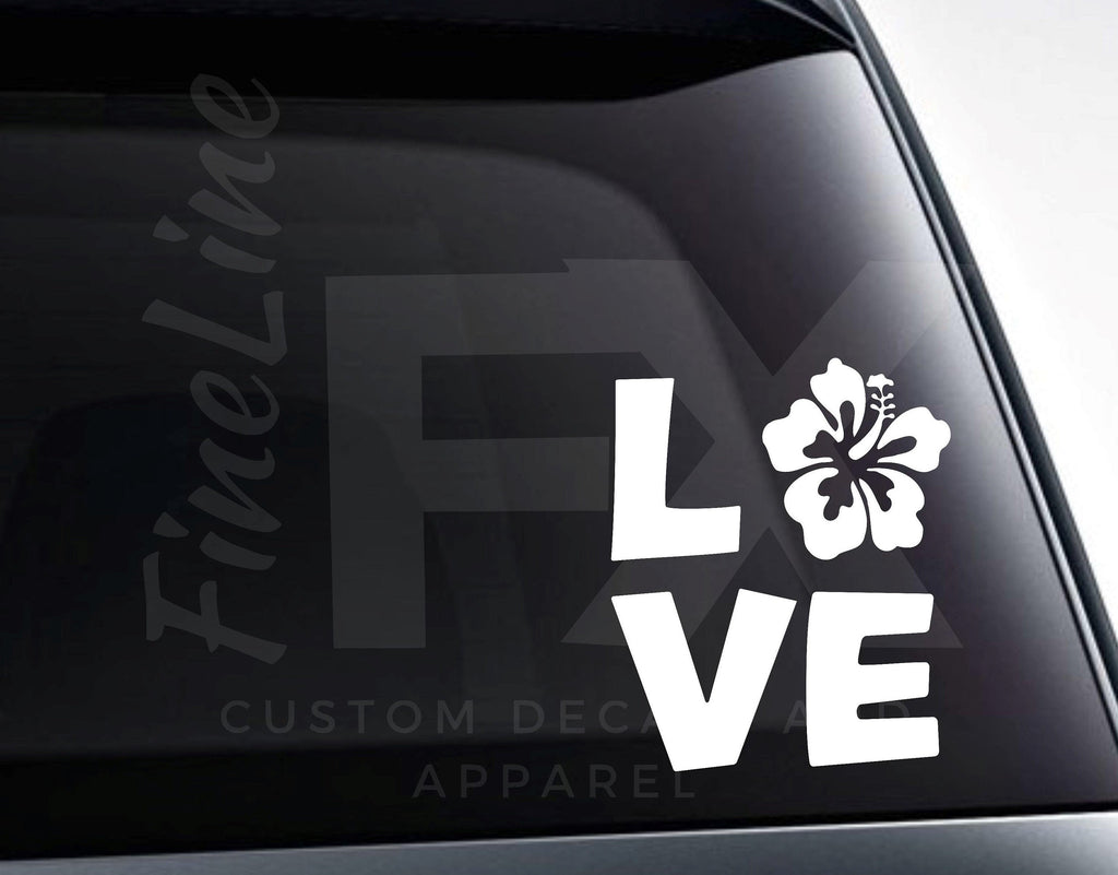 Hibiscus Tropical Flower Love Vinyl Decal Sticker - FineLineFX