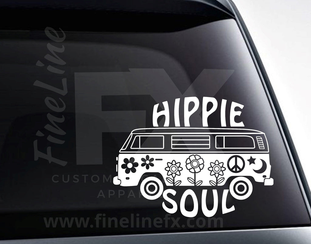 Hippie Soul Hippie Van Die Cut Vinyl Decal Sticker - FineLineFX