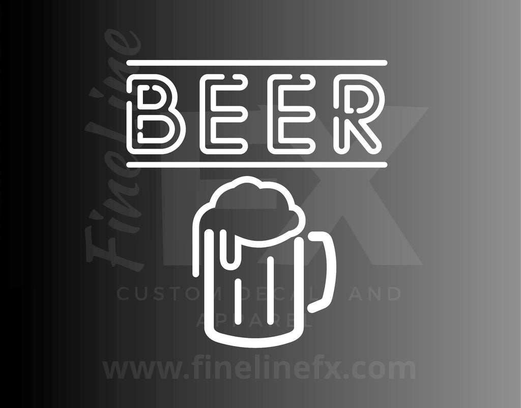 Beer Neon Sign Vinyl Decal Sticker - FineLineFX