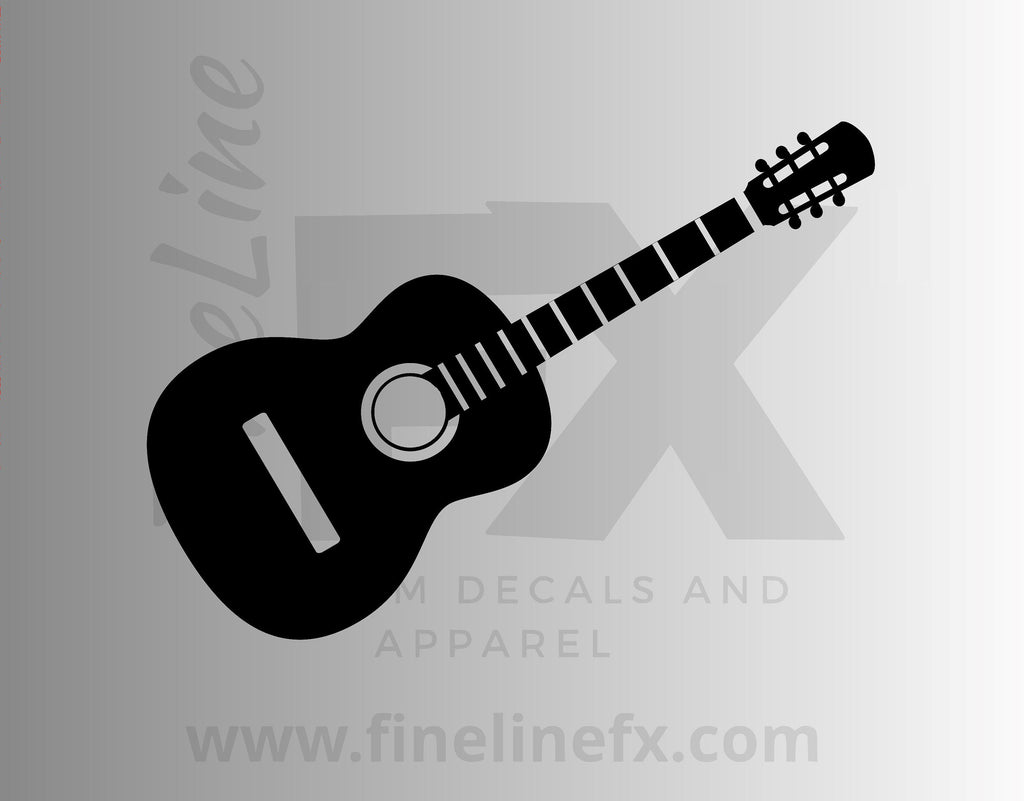 Acoustic Guitar Die Cut Vinyl Decal Sticker - FineLineFX