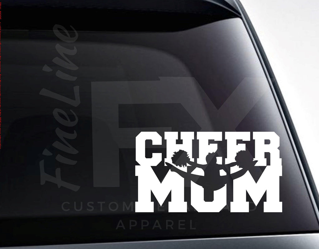 Cheer Mom, Cheerleader Mom Die Cut Vinyl Decal Sticker / Car Decal, Car Sticker - FineLineFX