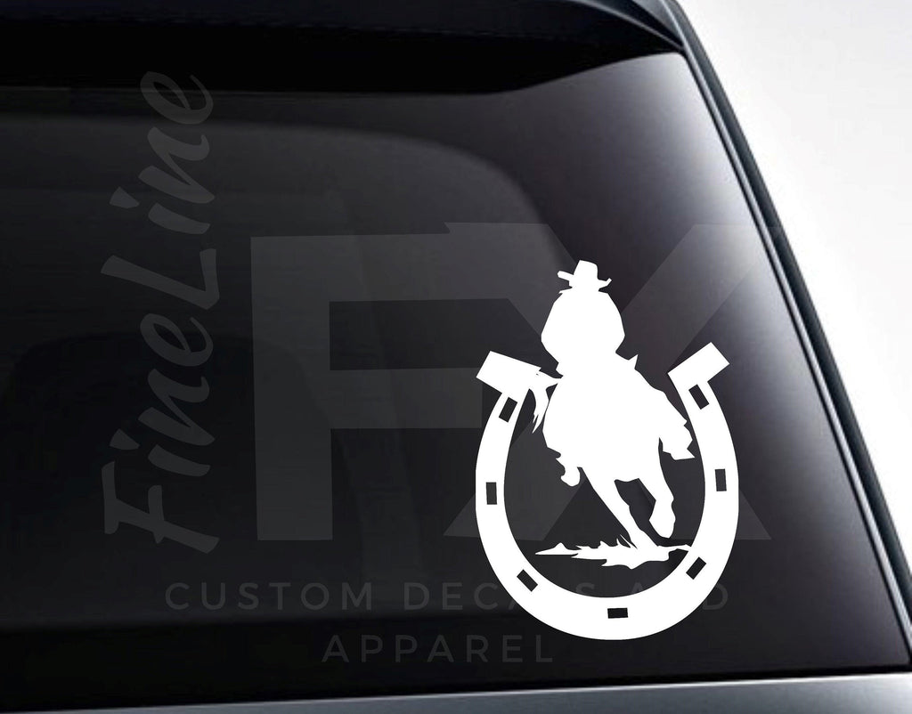 Horseshoe Rodeo Cowboy Vinyl Decal Sticker / Decal For Cars, Laptops, Tumblers and More - FineLineFX