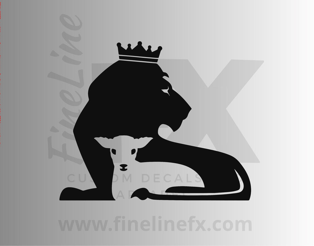 Lion And Lamb Vinyl Decal Sticker / Christian Religious Symbol Decal For Cars, Laptops, Tumblers and More - FineLineFX
