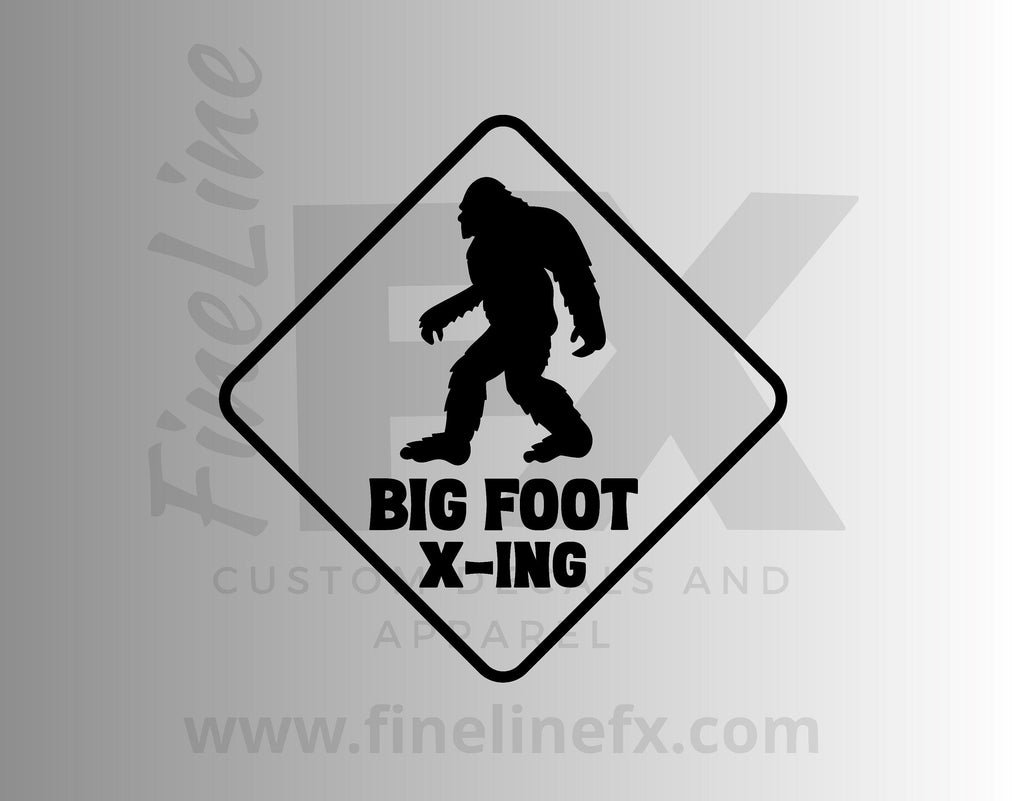 Big Foot X-ing, Sasquatch, Bigfoot Crossing Sign Vinyl Decal Sticker - FineLineFX