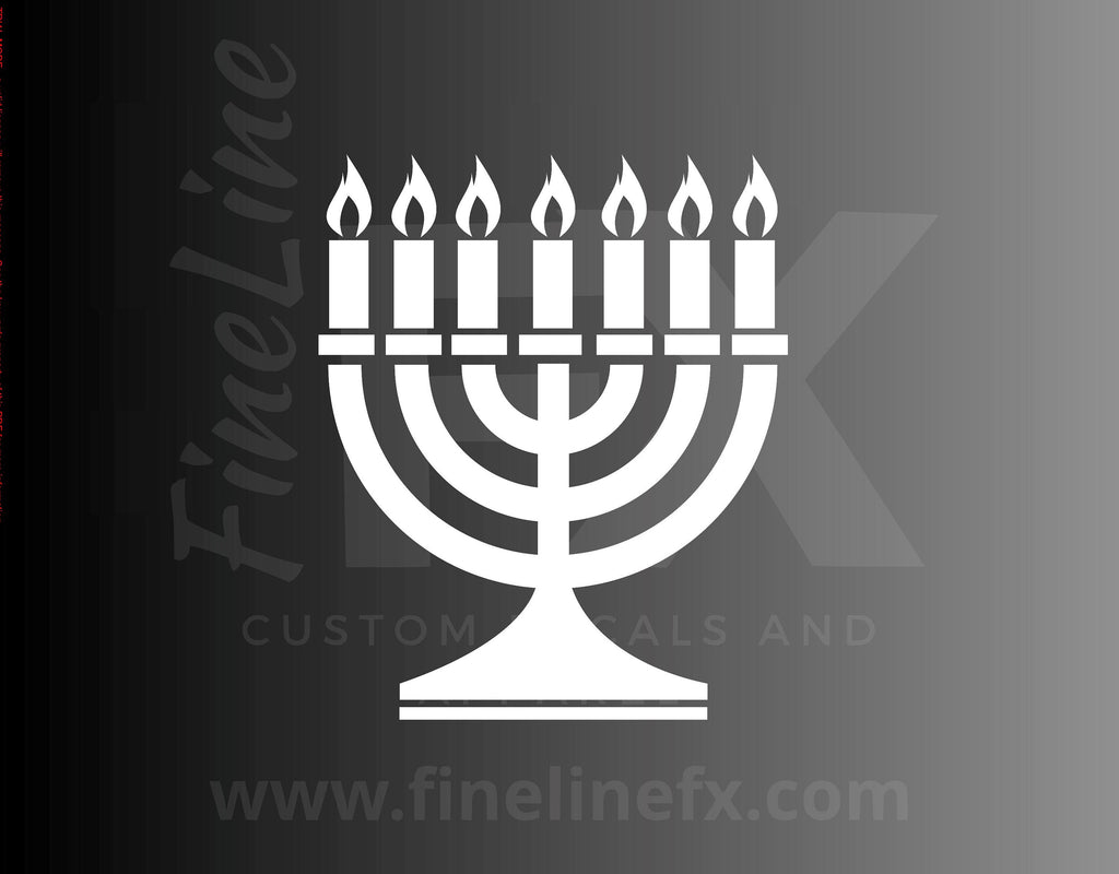 Jewish Chanukah (Hanukkah) Menorah Candles Vinyl Decal Sticker - FineLineFX
