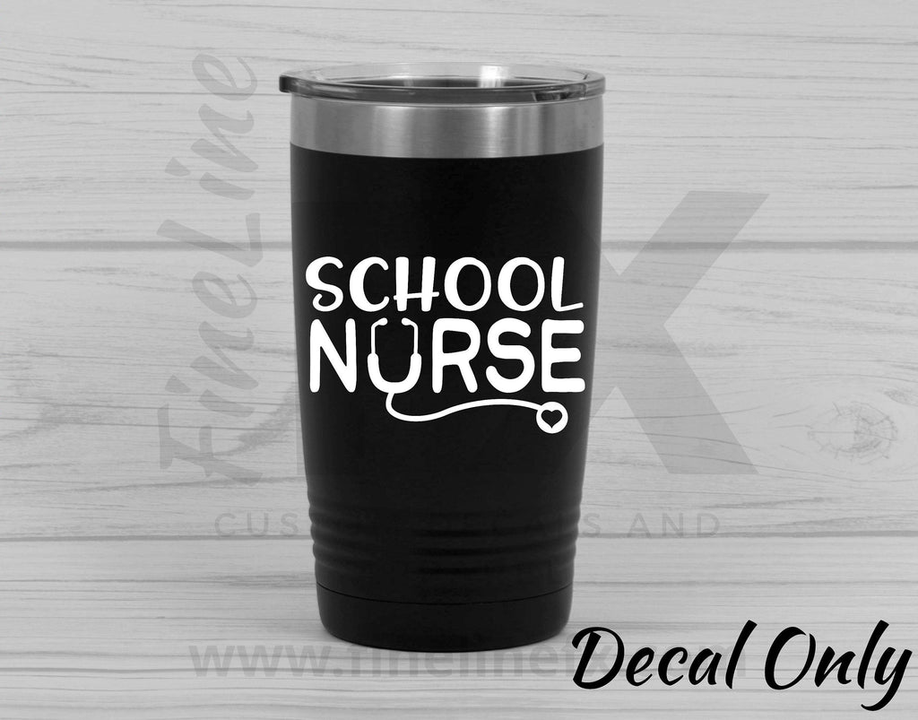 School Nurse With Stethoscope Vinyl Decal Sticker - FineLineFX