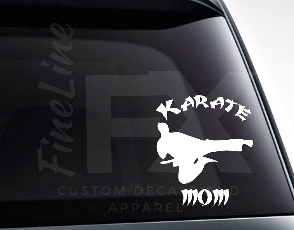 Karate Mom, Martial Arts Karate Kick Vinyl Decal Sticker - FineLineFX