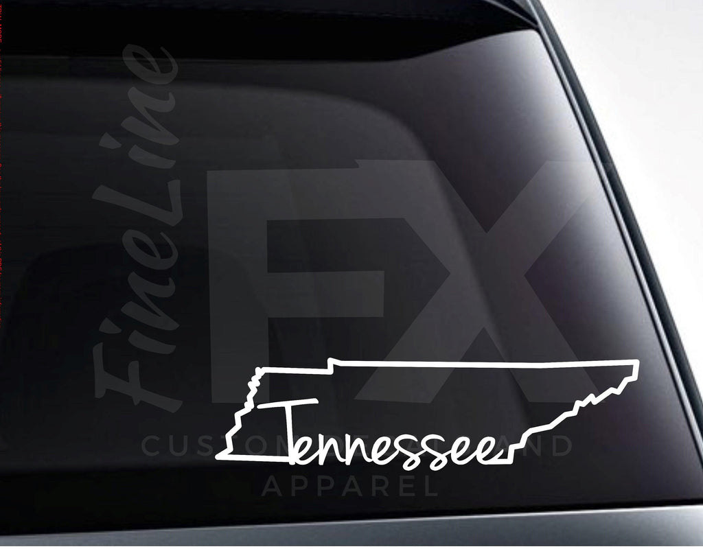Tennessee TN State Outline Typography Vinyl Decal Sticker - FineLineFX