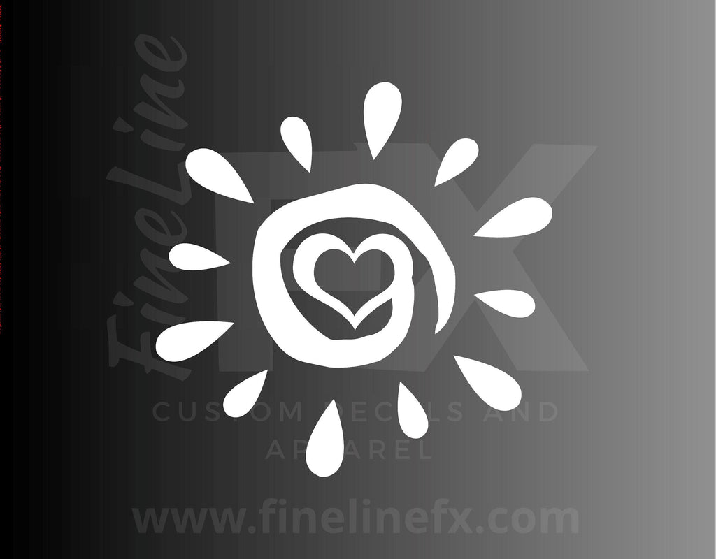 Sun Symbol With A Heart Vinyl Decal Sticker / Decal For Cars, Laptops, Tumblers and More - FineLineFX