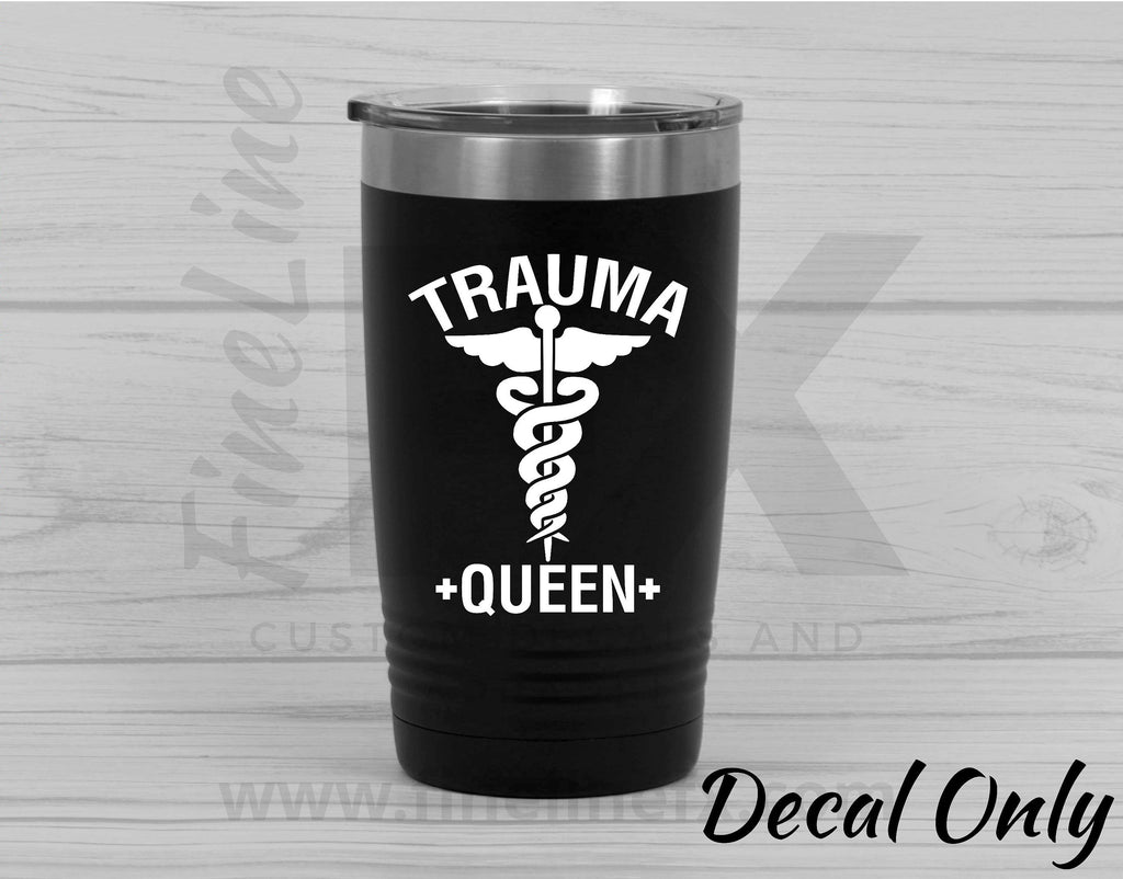 Trauma Queen Nurse Medical Symbol Vinyl Decal Sticker - FineLineFX