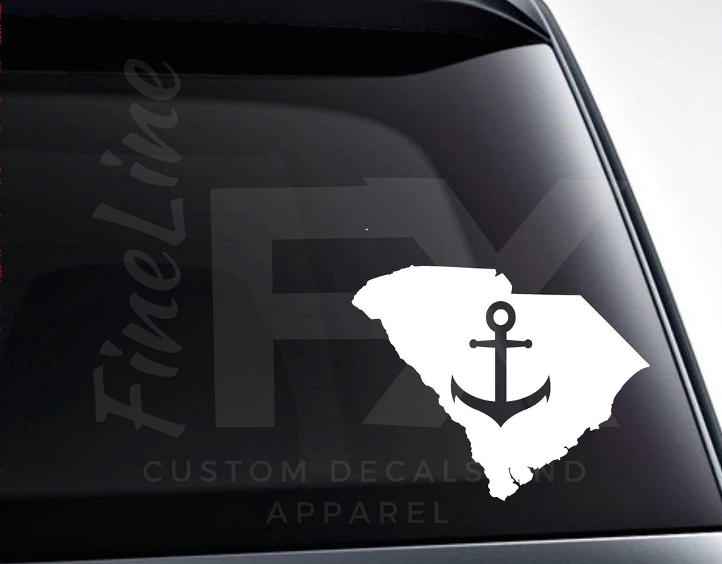 South Carolina Nautical Anchor Vinyl Decal Sticker - FineLineFX