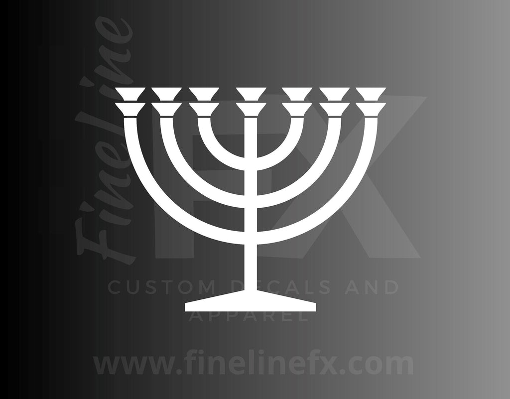 Jewish Chanukah (Hanukkah) Menorah Vinyl Decal Sticker - FineLineFX