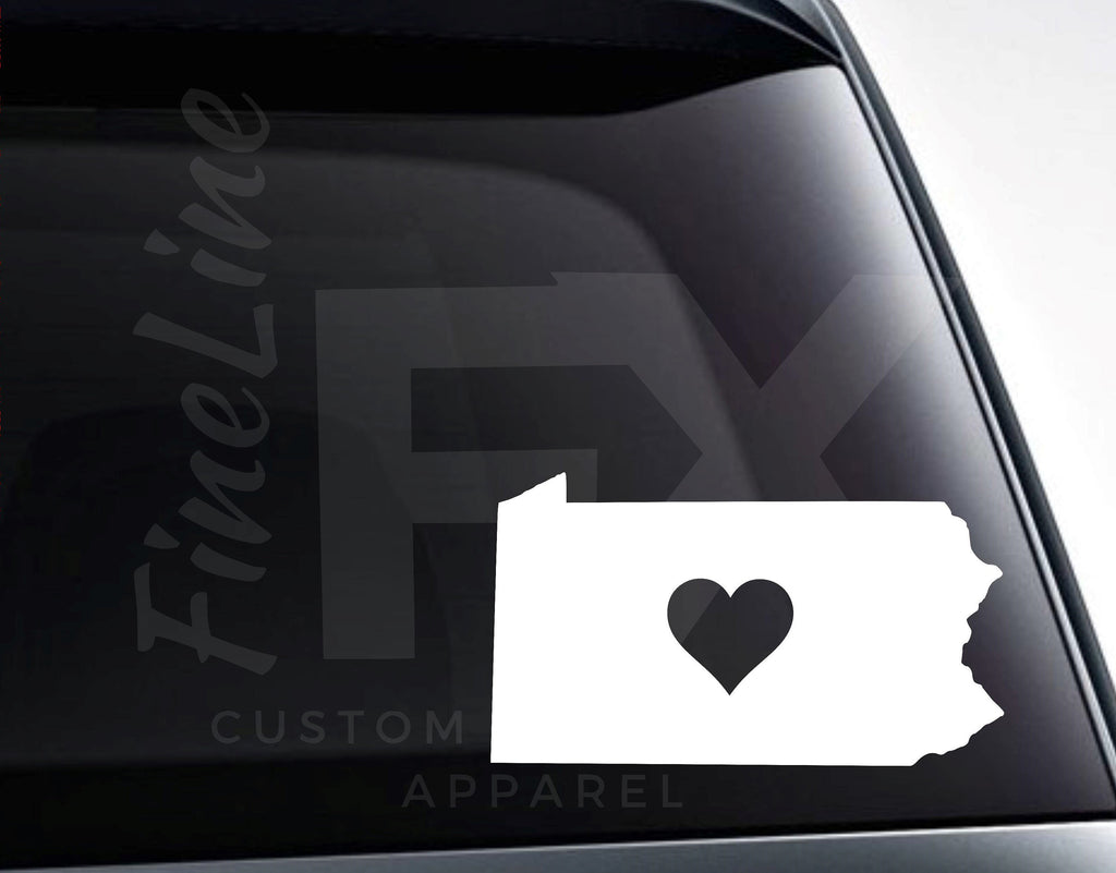 Pennsylvania With A Heart Vinyl Decal Sticker - FineLineFX