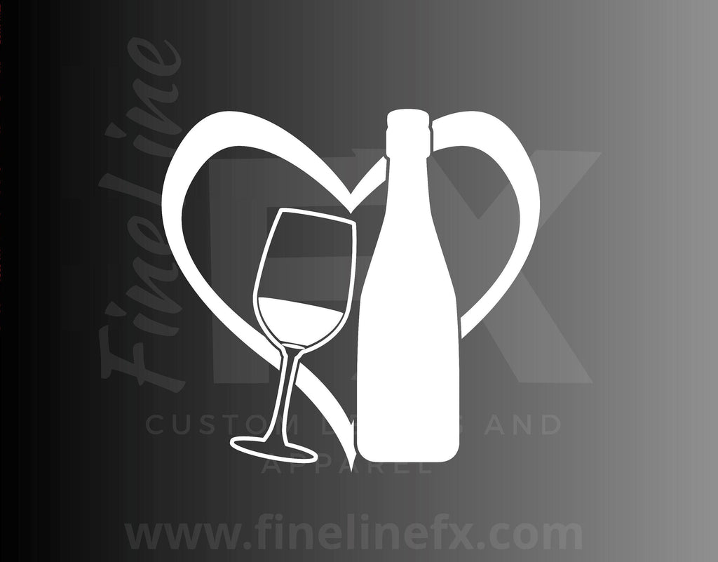 Wine Lover Heart, Wine Glass Vinyl Decal Sticker - FineLineFX