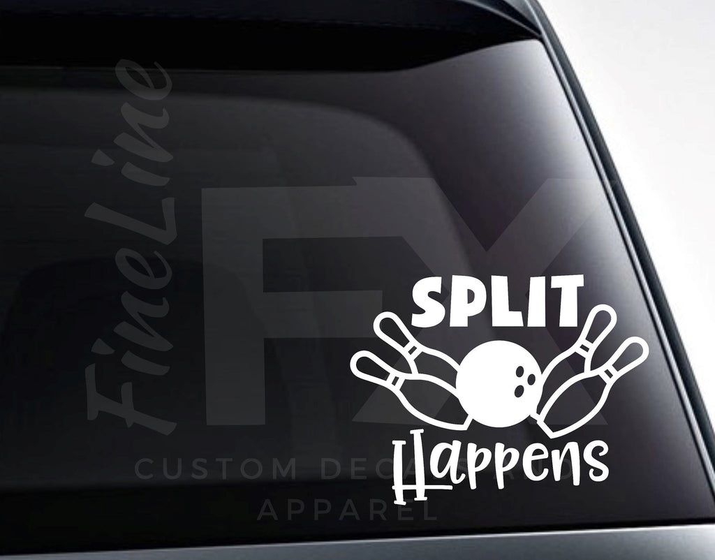 Split Happens Bowling Vinyl Decal Sticker - FineLineFX