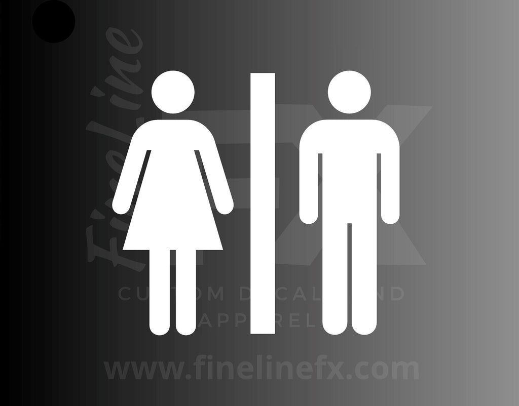 Restroom Sign, Bathroom Sign Vinyl Decal Sticker / More Colors / Public Restroom Mens Womens Bathroom Symbol Decal - FineLineFX