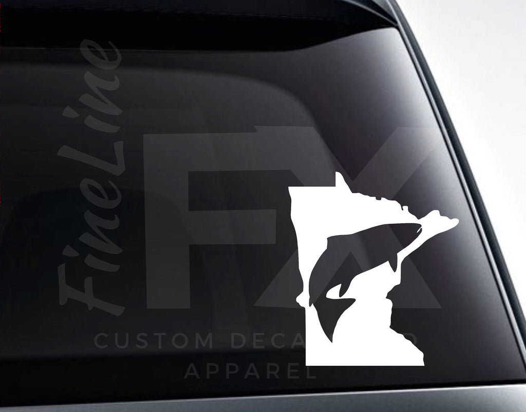Minnesota Fishing Decal, Minnesota Fish Vinyl Decal Sticker - FineLineFX