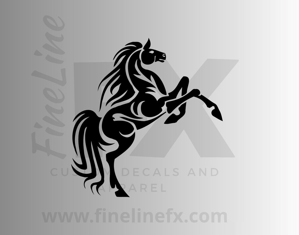 Tribal Horse Decal, Standing Horse Fancy Flourish Design Vinyl Decal Sticker - FineLineFX