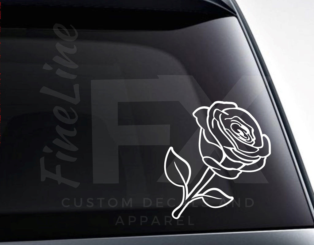 Rose Outline, Flower Rose Petals Die Cut Vinyl Decal Sticker - FineLineFX