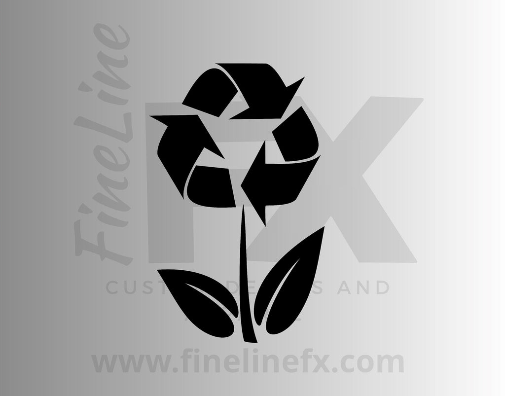 Recycling Symbol Flower, Recycle Bin Vinyl Decal Sticker - FineLineFX