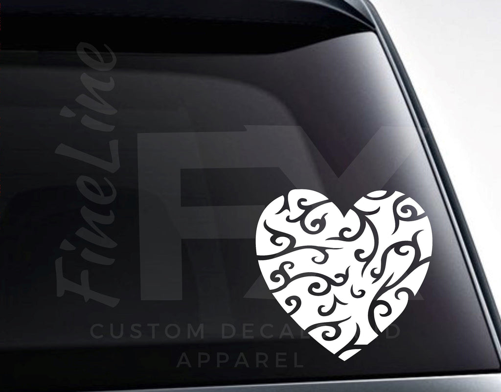 Fancy Heart With Flourishes Vinyl Decal Sticker - FineLineFX