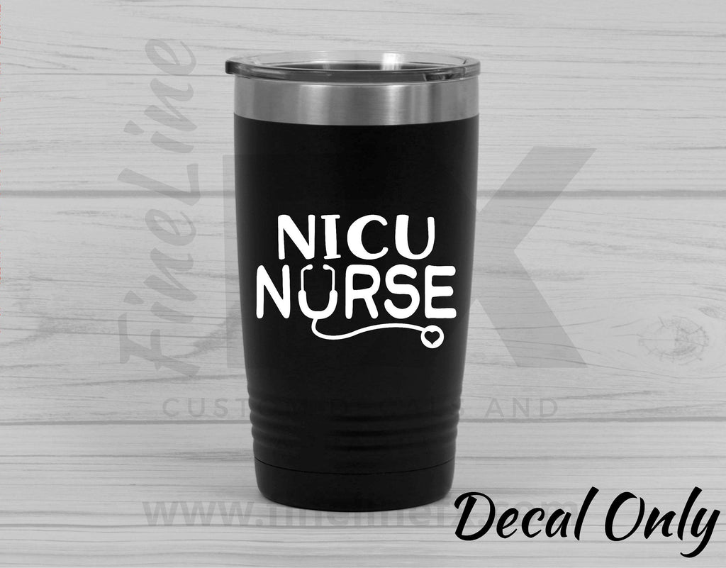 NICU Nurse, Neonatal Nurse Stethoscope Vinyl Decal Sticker - FineLineFX